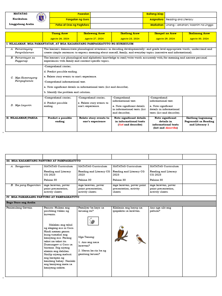 G1 Q1 DLL Week 6 RL | PDF