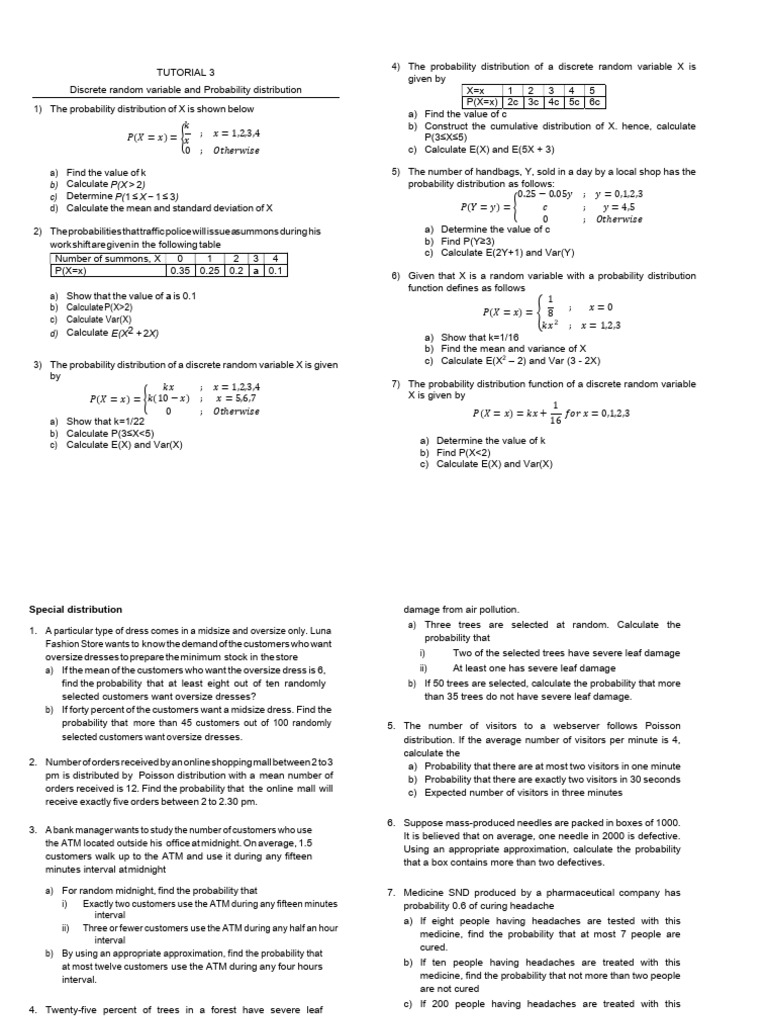 Discrete Probability Distributions Tutorial | PDF | Probability ...