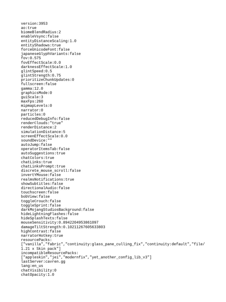 Minecraft Configuration Settings Guide | PDF