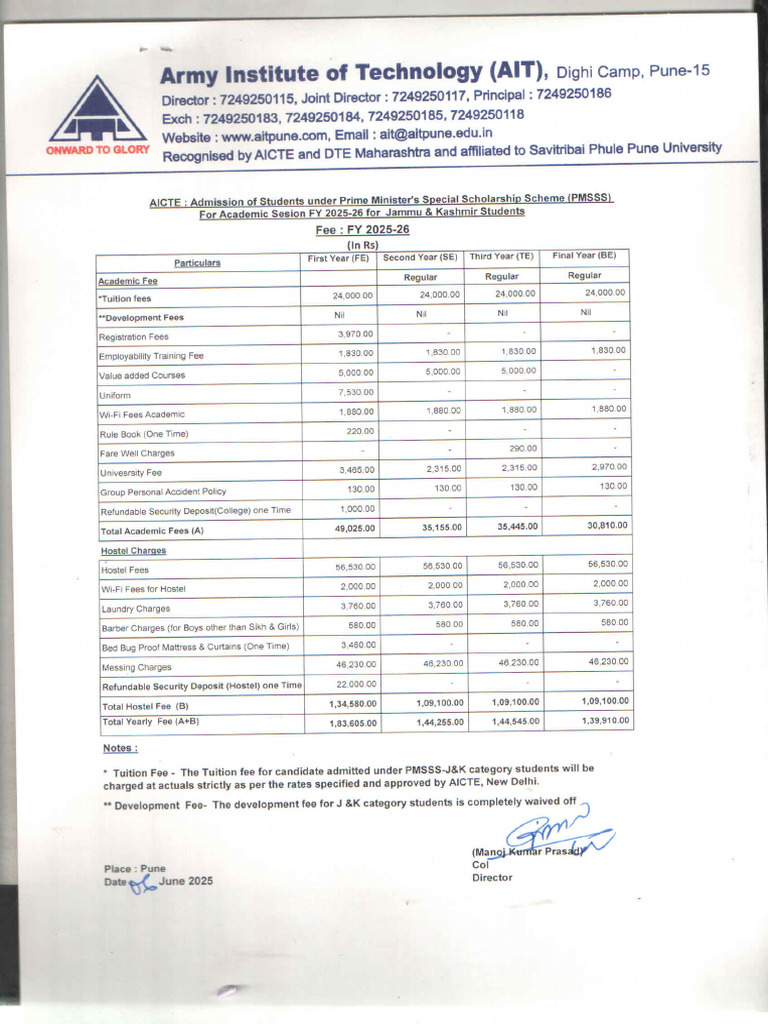 Jandk Fees Structure FY 2025-26 | PDF