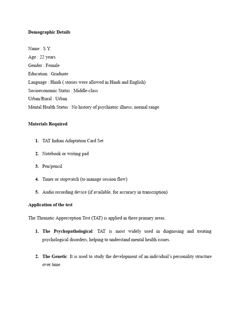 Indian TAT: Method and Insights | PDF | Feeling | Love