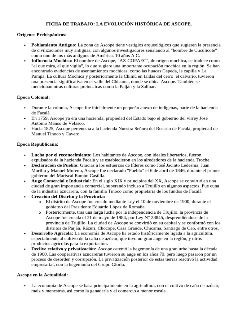Historia y Evolución de Ascope | PDF | Agricultura