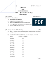 (3825) - 102 M.Sc. Microbiology MB-502: Quantitative Biology (2008 Pattern)