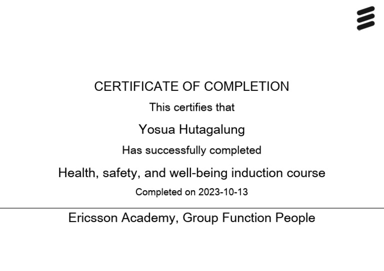 Health & Safety Course Completion Certificate | PDF