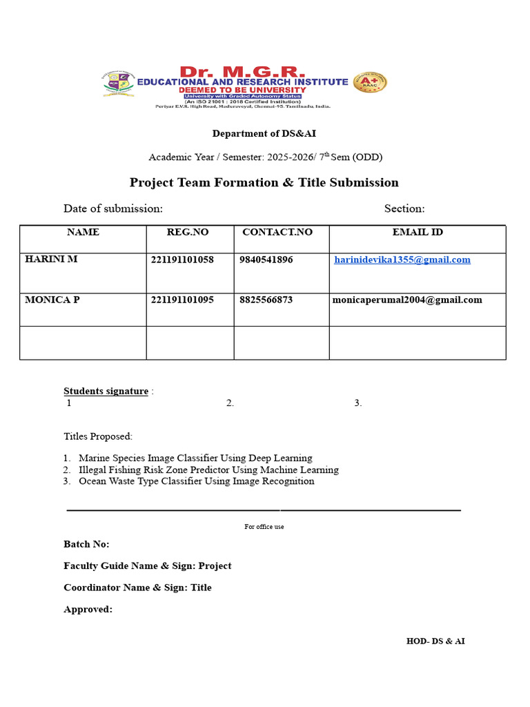 Project Form | PDF