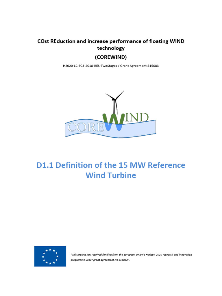 15 MW Reference Wind Turbine Overview | PDF | Bending | Turbine