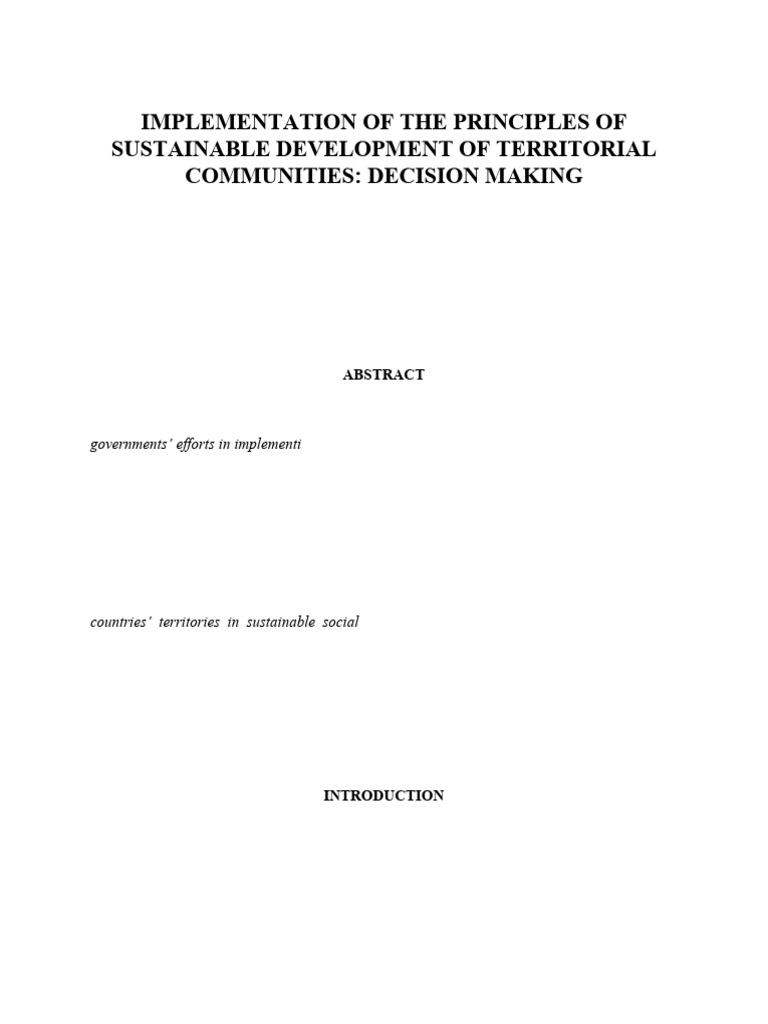 Sustainable Development in Territorial Communities | PDF ...