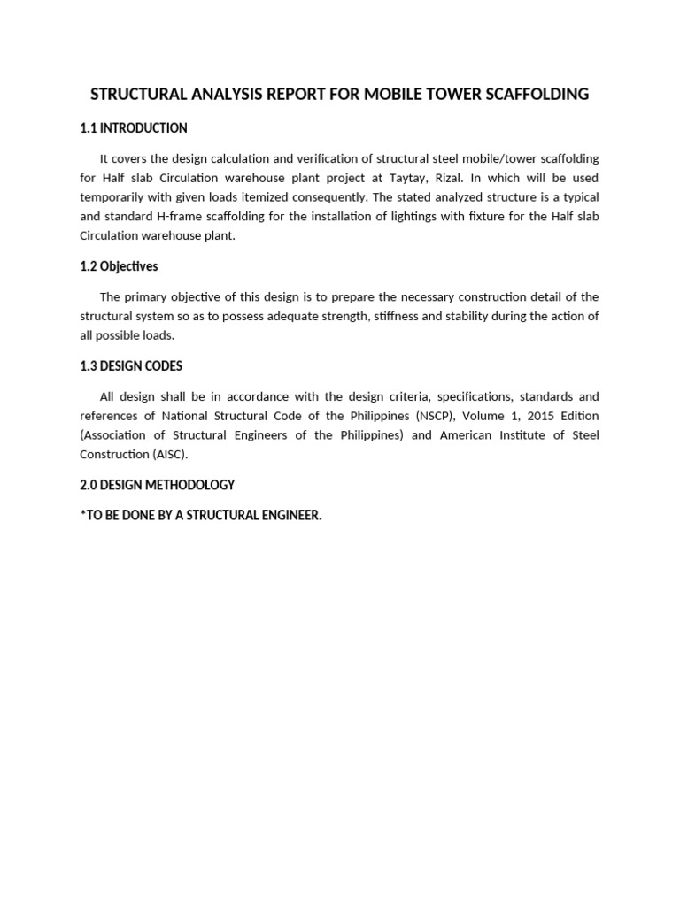 Mobile Tower Scaffolding Structural Analysis | PDF