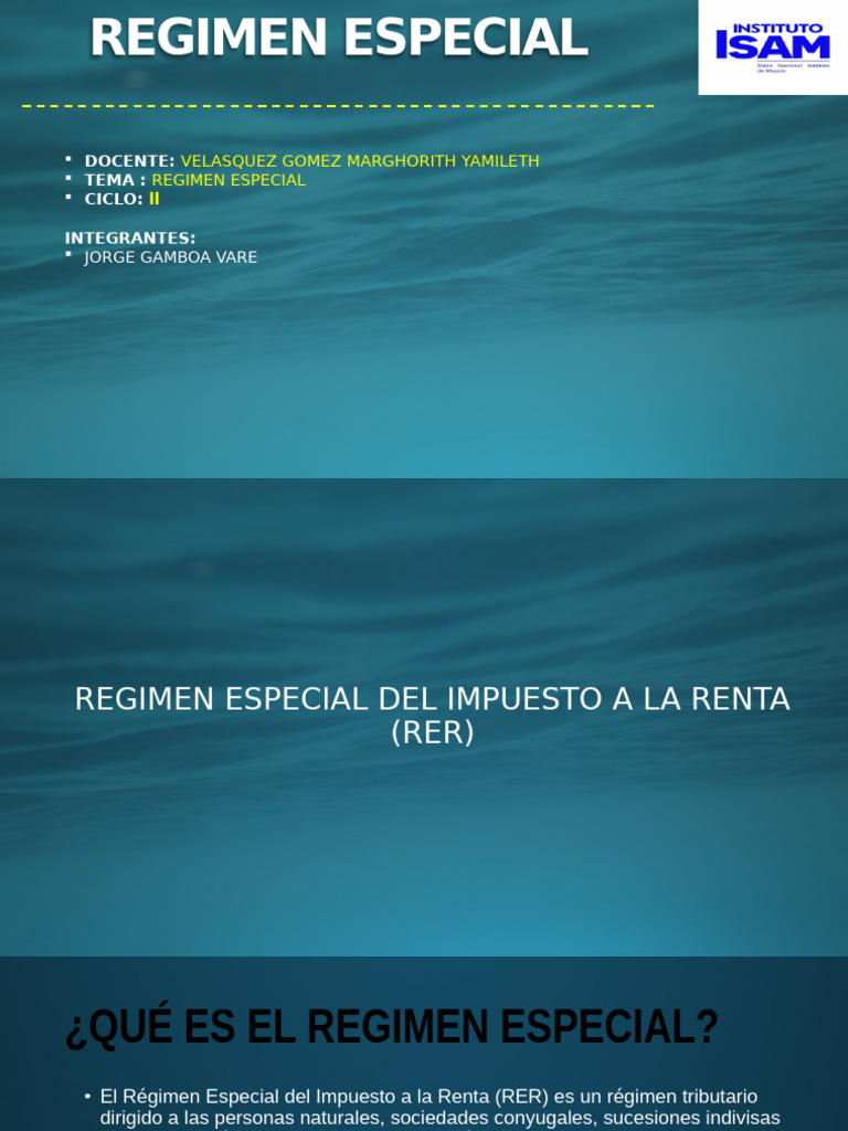Régimen Especial del Impuesto a la Renta | PDF | Impuestos | Impuesto ...