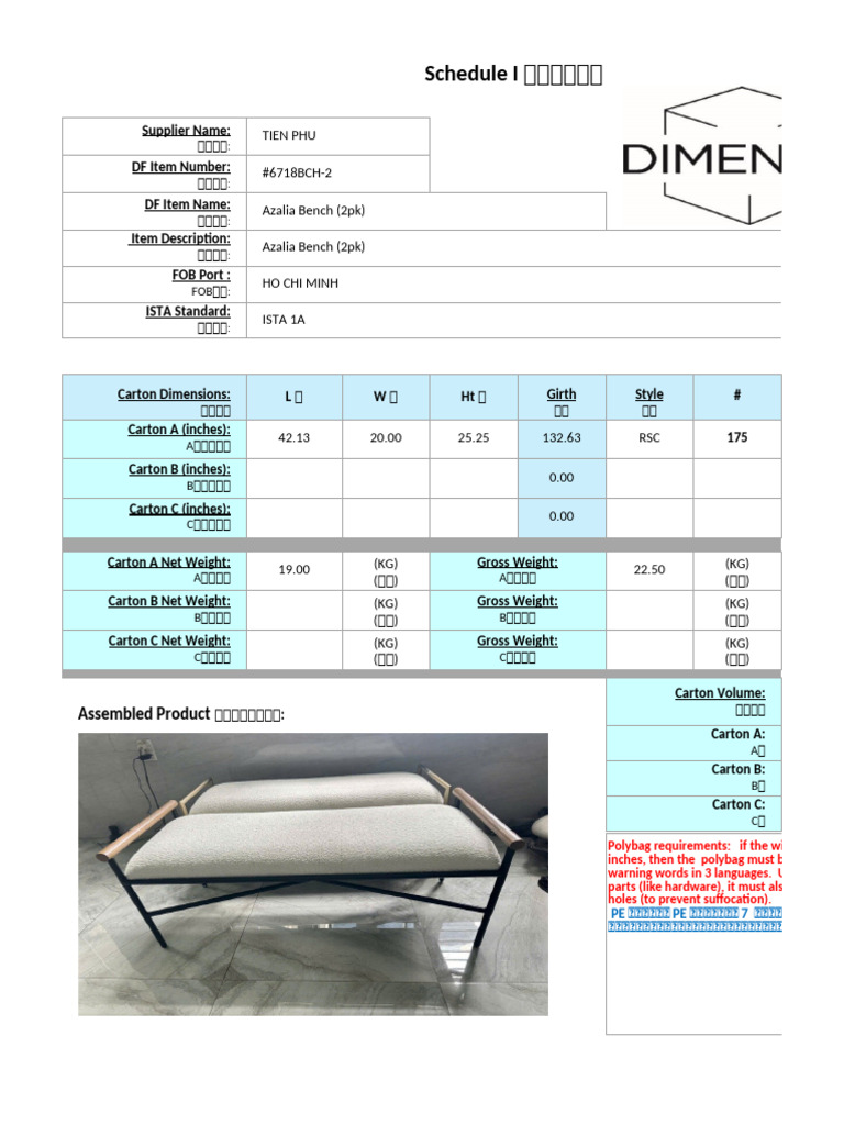 Carton Dimensions and Packing Standards | PDF | Metrology | Quantity