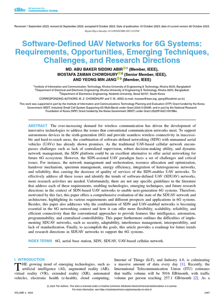 Software-Defined UAV Networks For 6G Systems Requirements Opportunities ...