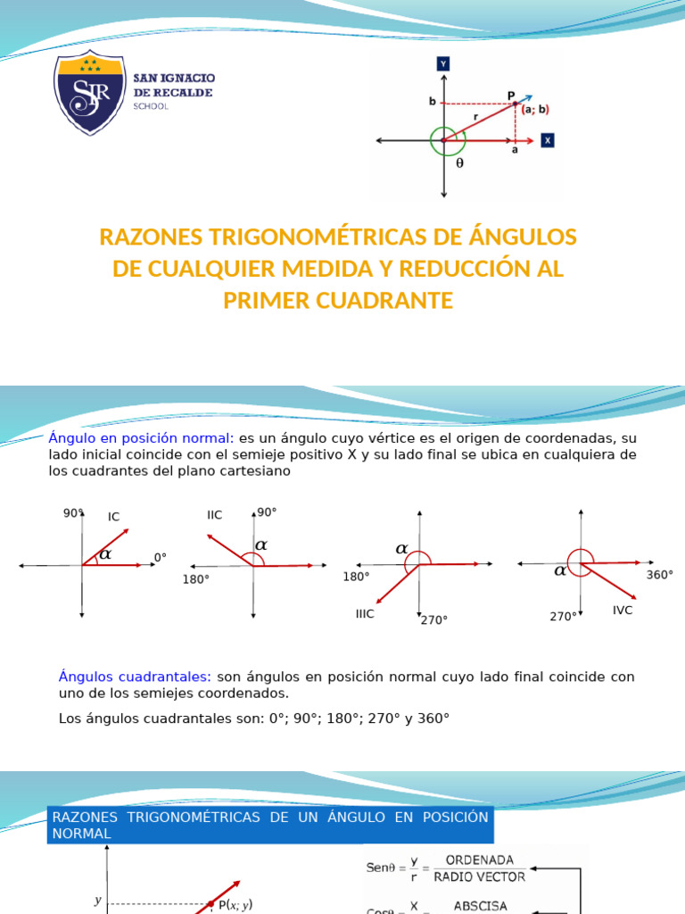 Raz. Trig de Angulos de Cualquier Medida y Reduccion Al Ic | PDF ...