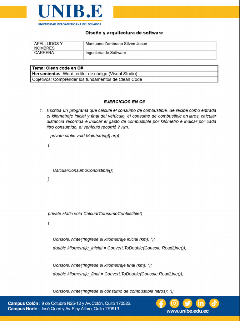 Ejercicios de Clean Code en C# | PDF | C Sharp (lenguaje de ...