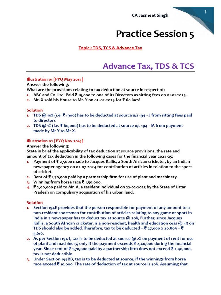TDS, TCS & Advance Tax Provisions Explained | PDF | Taxes | Income Tax