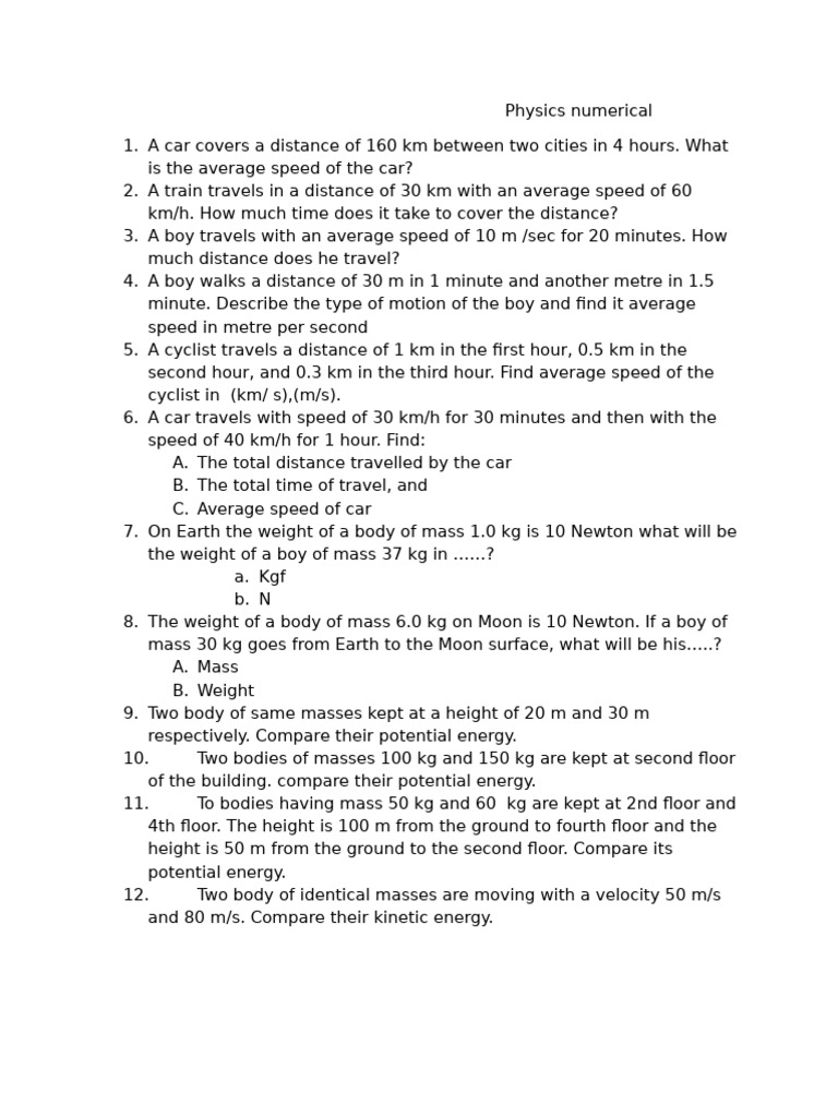 Physics Numerical Problems and Solutions | PDF