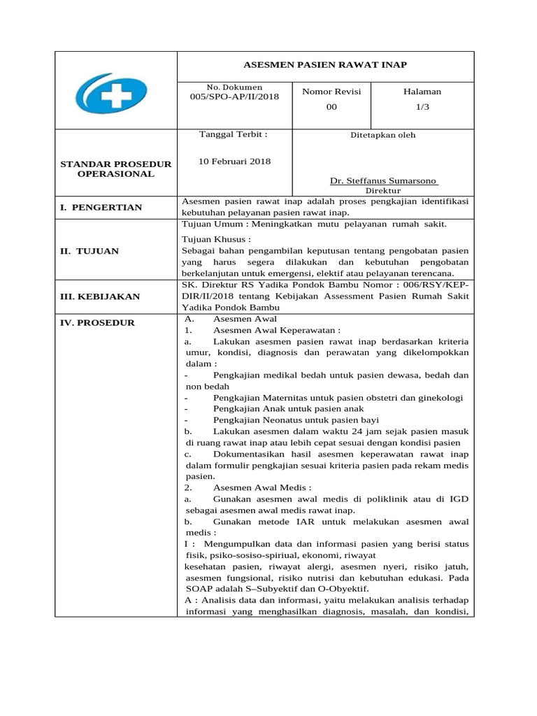 Ok AP 1.1 Spo Asesmen Ranap | PDF