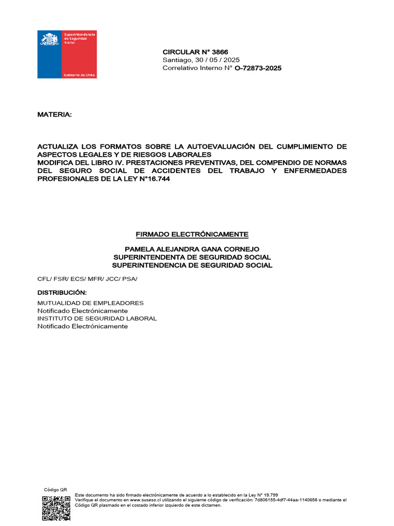 Actualización Circular 3866 Suseso | PDF | Seguridad y salud ...