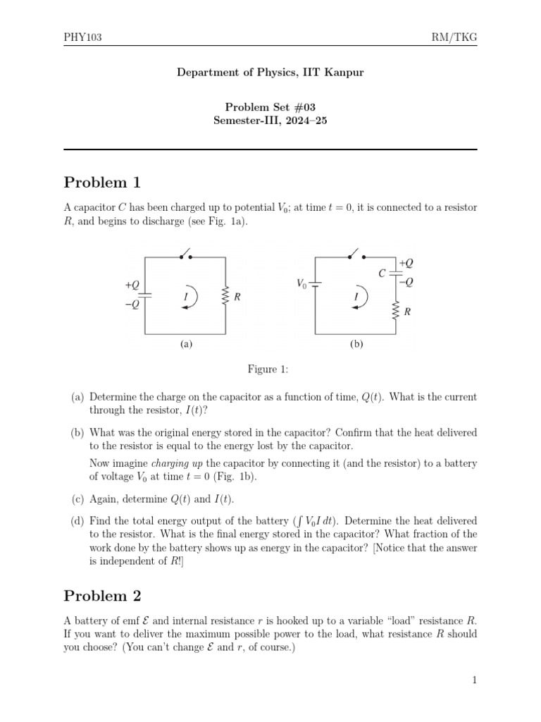 Problem Set 03 Chapter 07 | PDF | Capacitor | Electric Current