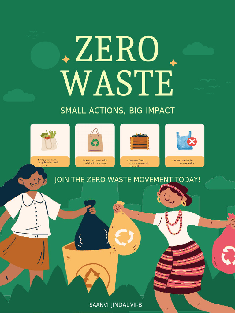 Green and Yellow Illustration Zero Waste Poster.pdf | PDF