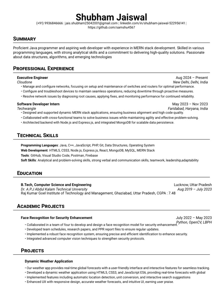 Resume 202412120126 | PDF | Web Development | Software Engineering