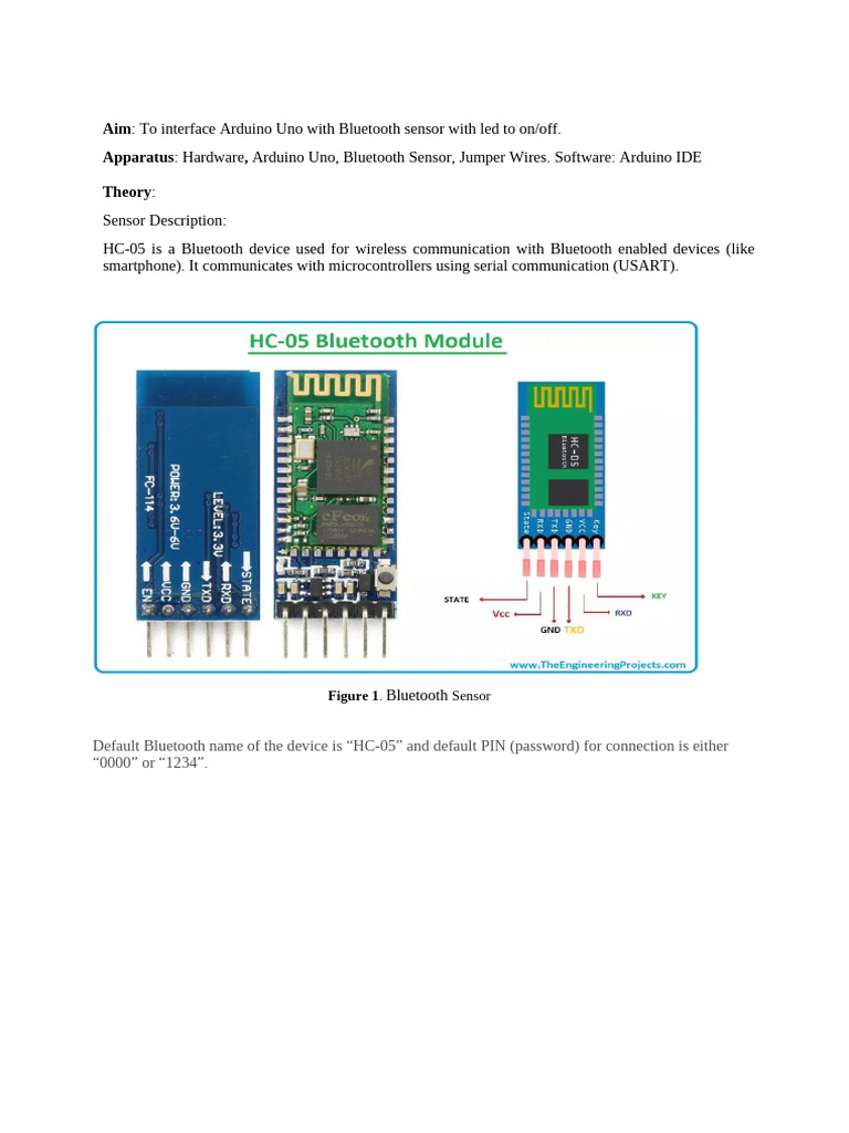 Interfacing HC-05 Bluetooth with Arduino | PDF