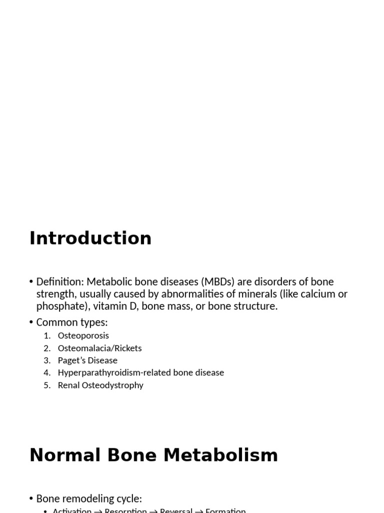 Metabolic Bone Diseases Overview | PDF | Bone | Osteoporosis
