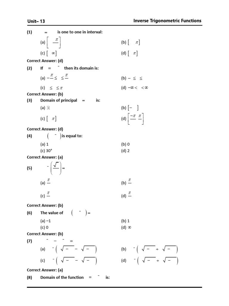 Inverse Trigonometric Functions Guide | PDF | Trigonometric Functions ...