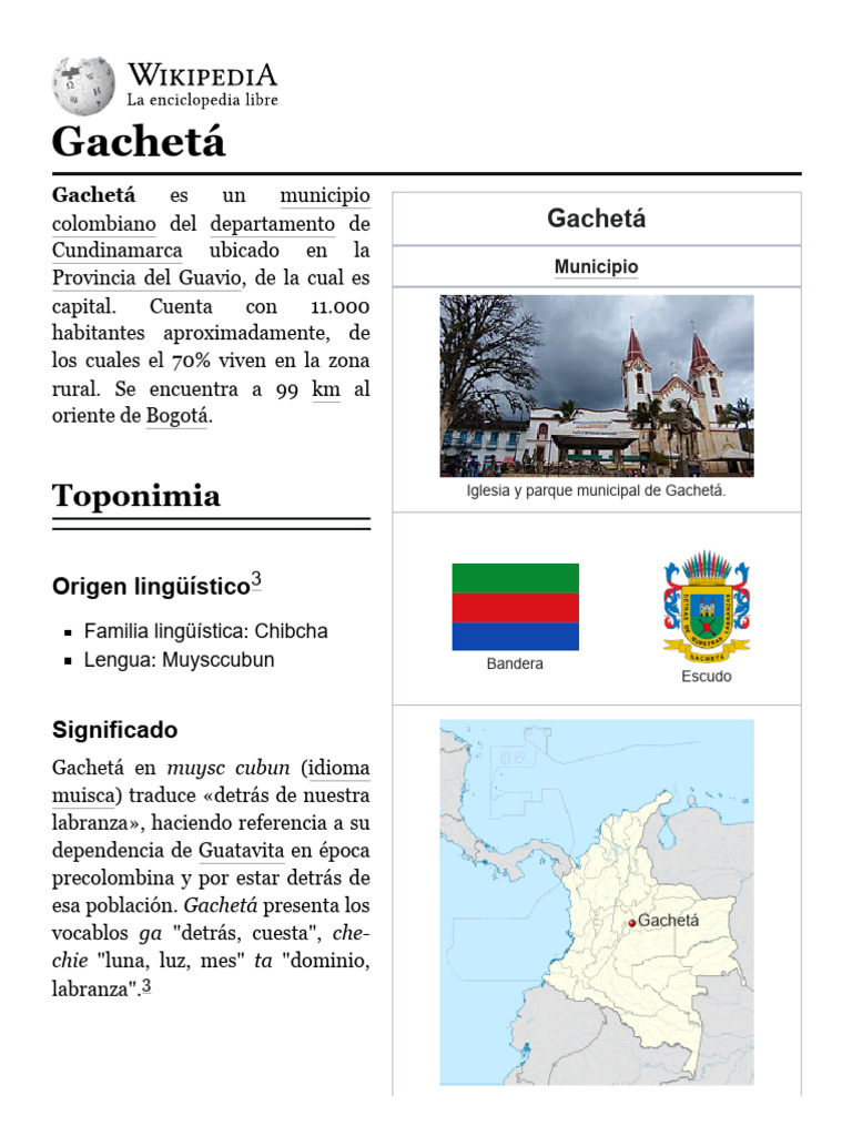 Gachetá: Municipio de Cundinamarca | PDF