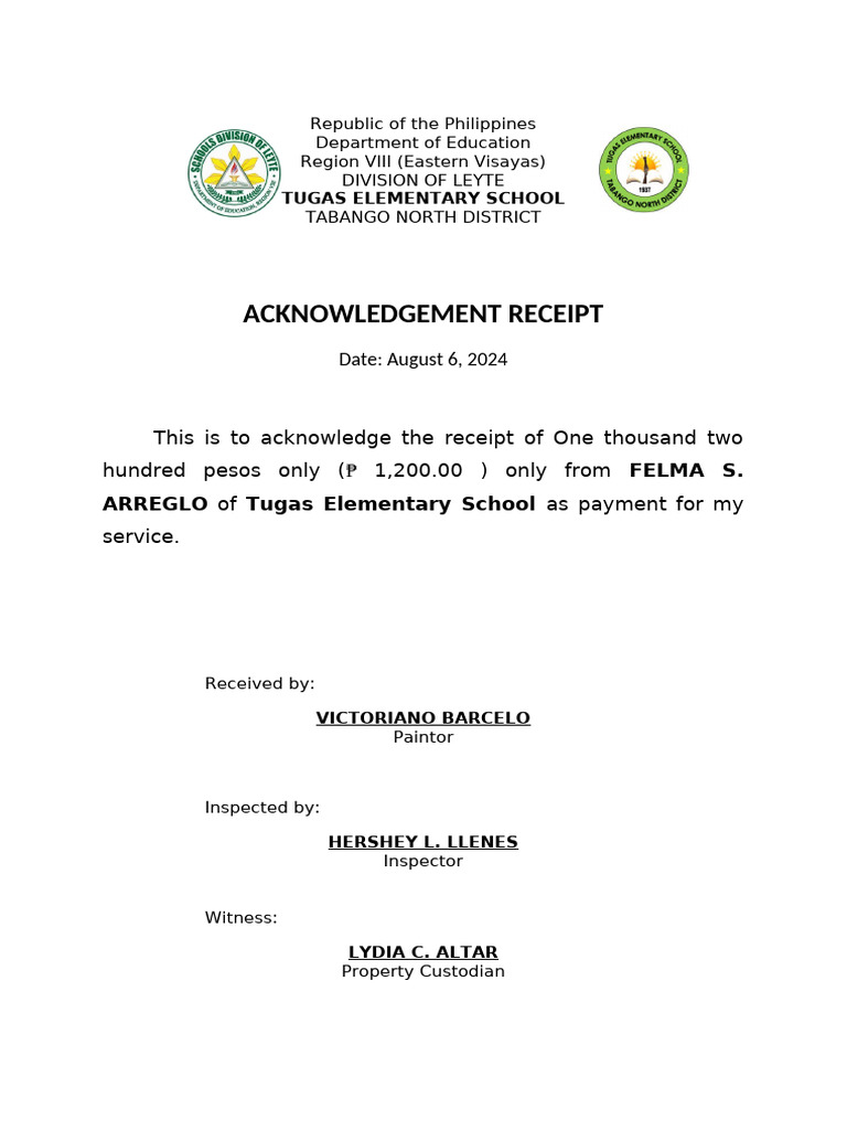 Acknowledgment Receipt for Service Payment | PDF