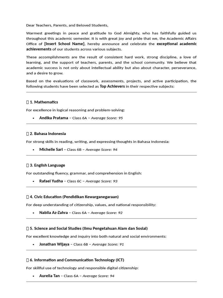 Celebrating Student Academic Achievements | PDF | Learning | Cognition