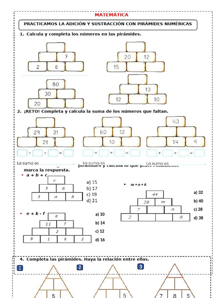 Ficha De Pir mides Num ricas PDF