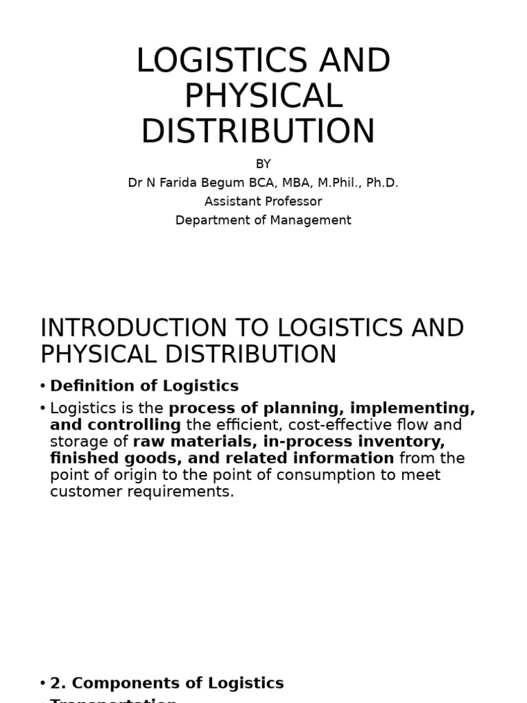 Understanding Logistics & Physical Distribution | PDF | Logistics ...