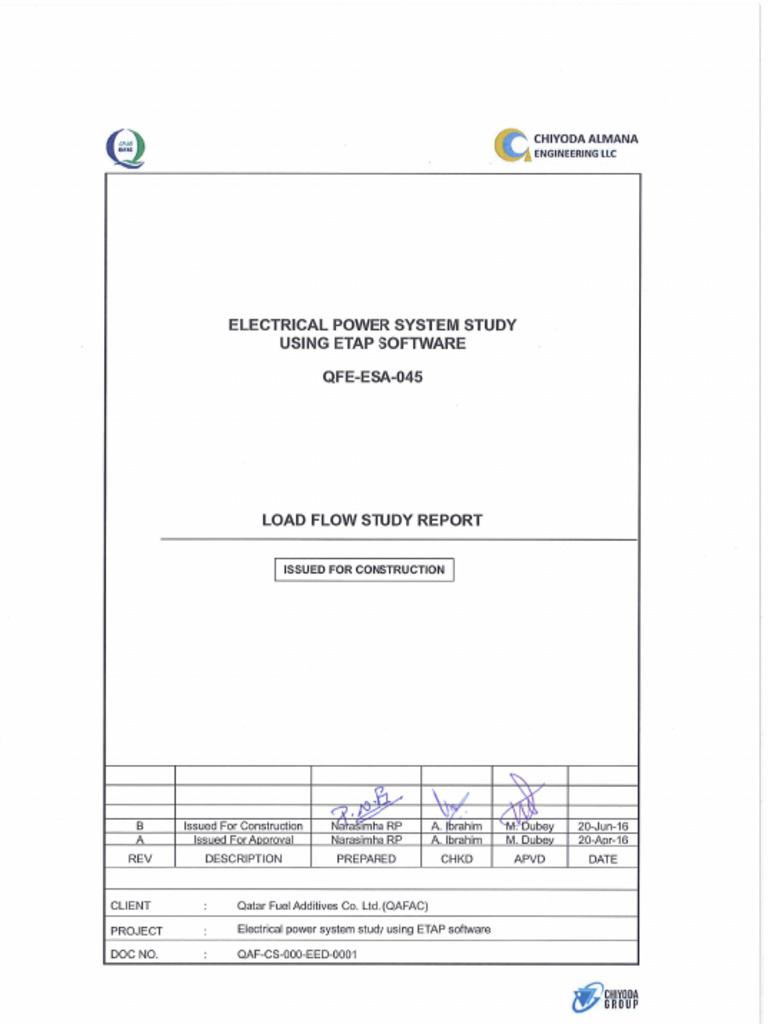 Load Flow Study Report for QAFAC | PDF | Transformer | Electrical Network