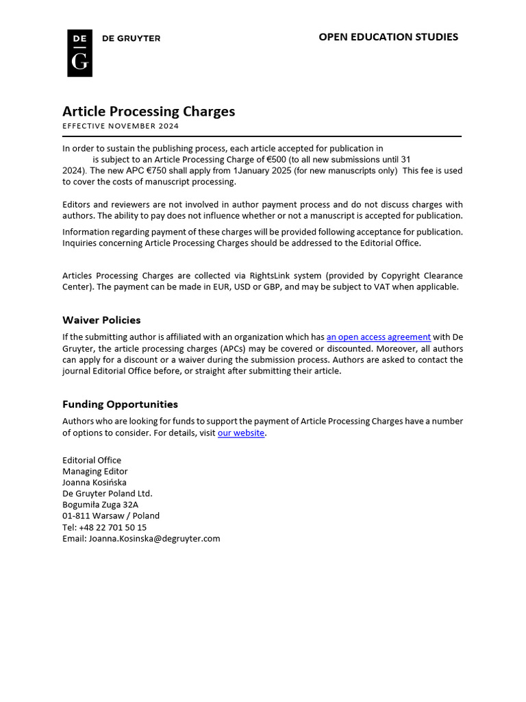EDU - Article Processing Charges | PDF