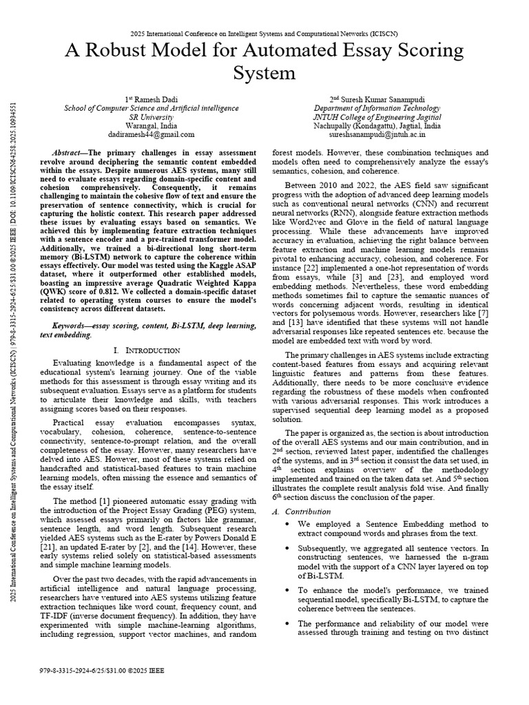 Automated Essay Scoring with Bi-LSTM | PDF | Machine Learning ...