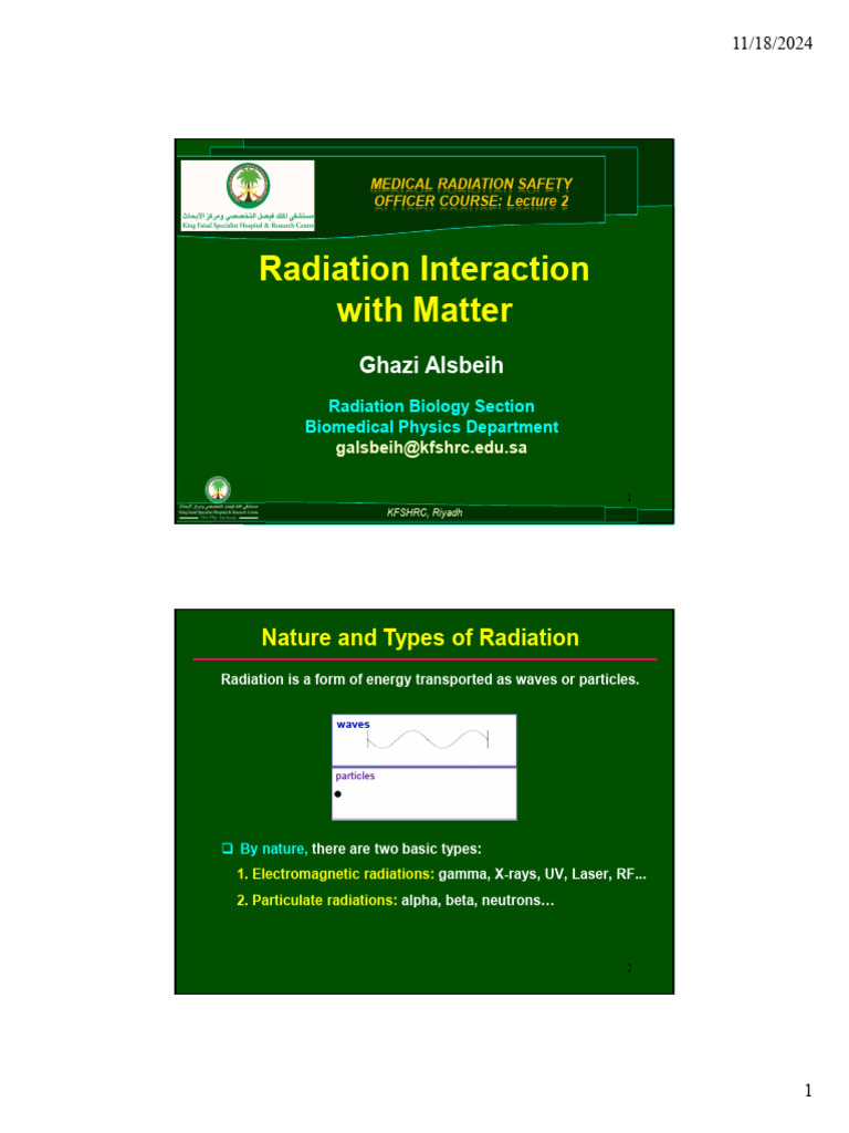 Radiation Interaction With Matter - Ghazi Alsbeih | PDF | Radiation ...