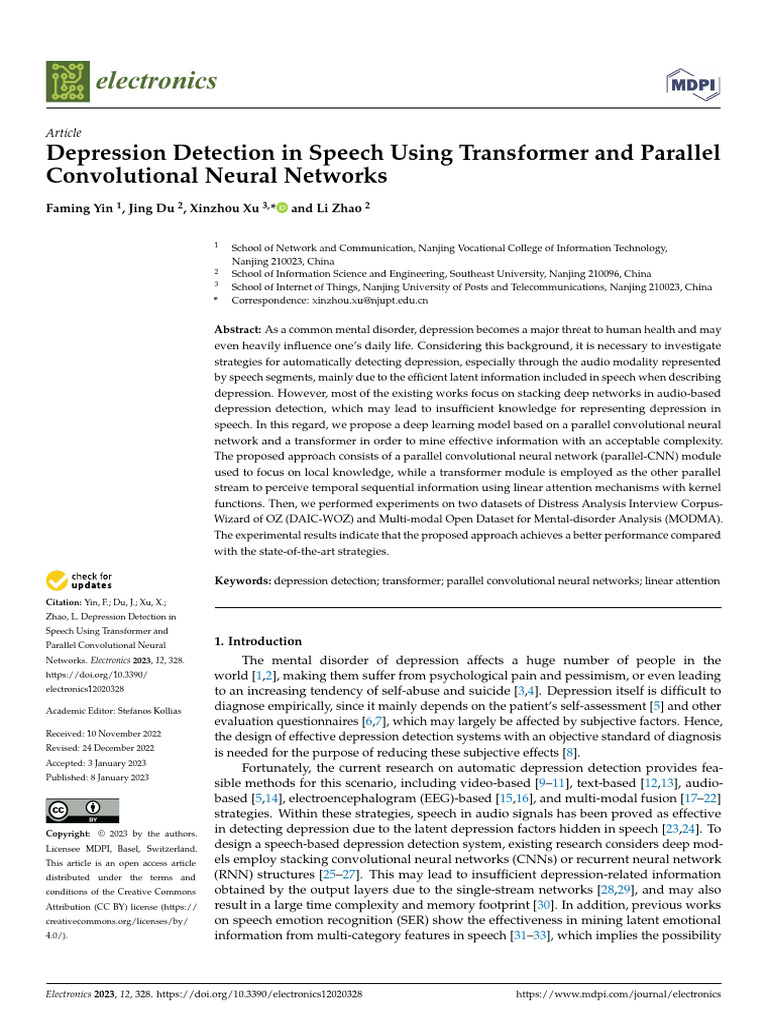 Depression Detection via CNN and Transformer | PDF | Cognition ...