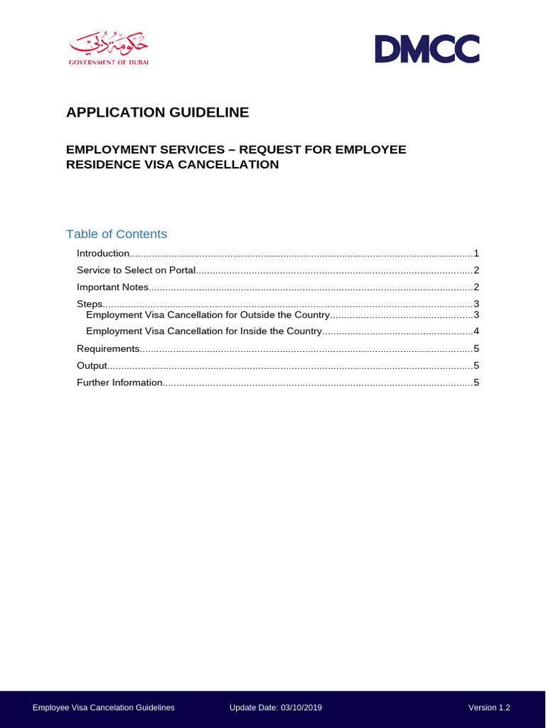 DMCC Employee Visa Cancellation Guide | PDF | Travel Visa | Passport