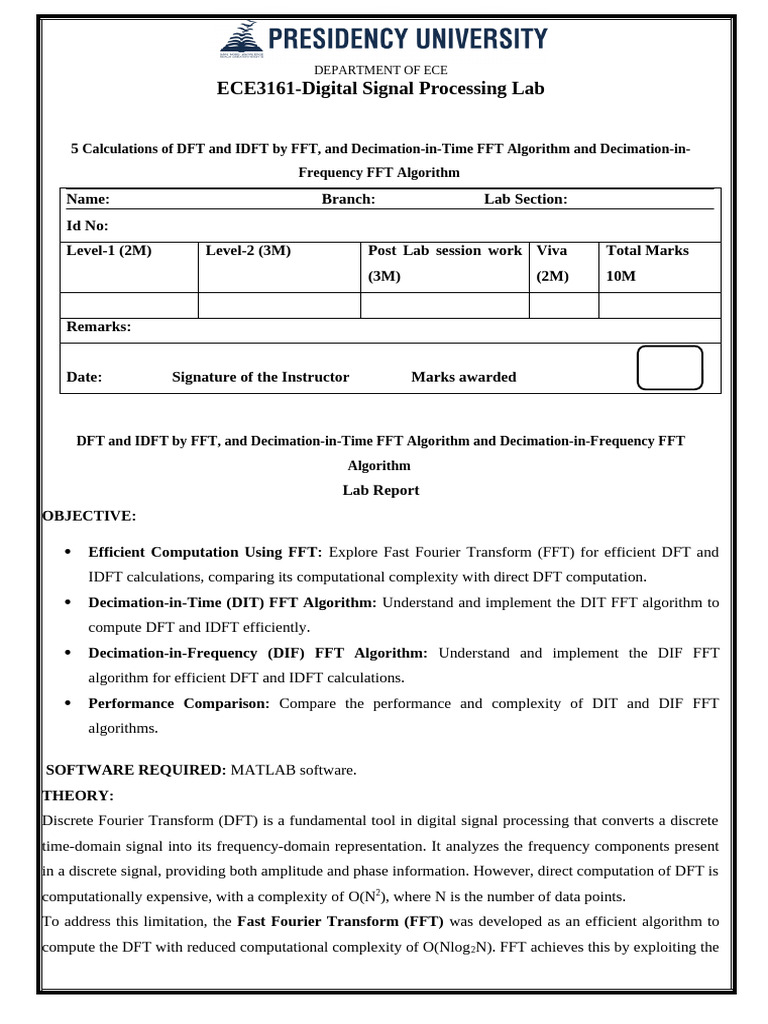 ECE3161: FFT Algorithms Lab Report | PDF | Fast Fourier Transform ...