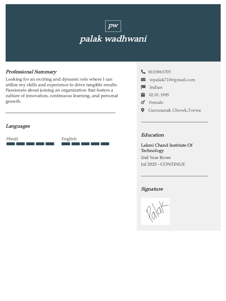 Palak Resume 33 PDF - 1