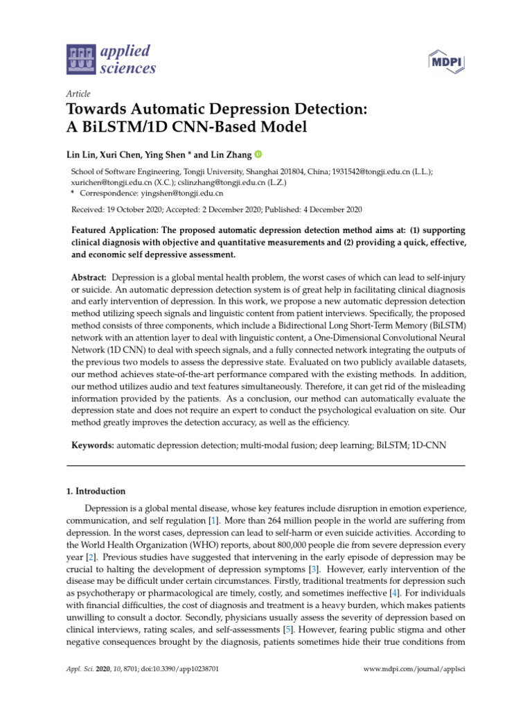 Automatic Depression Detection Model | PDF | Deep Learning | Major ...