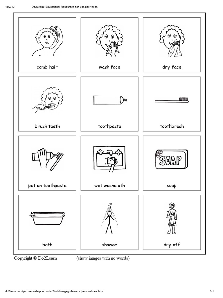Personal Care Visual Aids for Kids | PDF