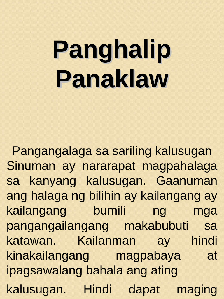 Panghalip Panaklaw | PDF