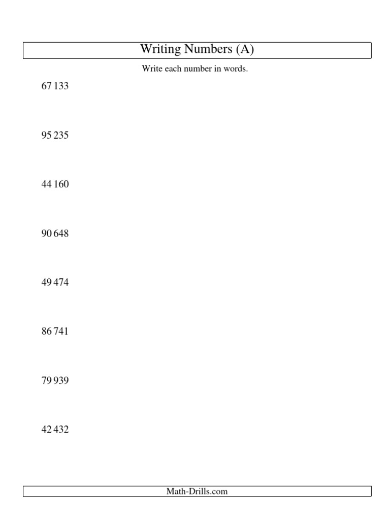 Write Numbers in Words: Practice Guide | PDF