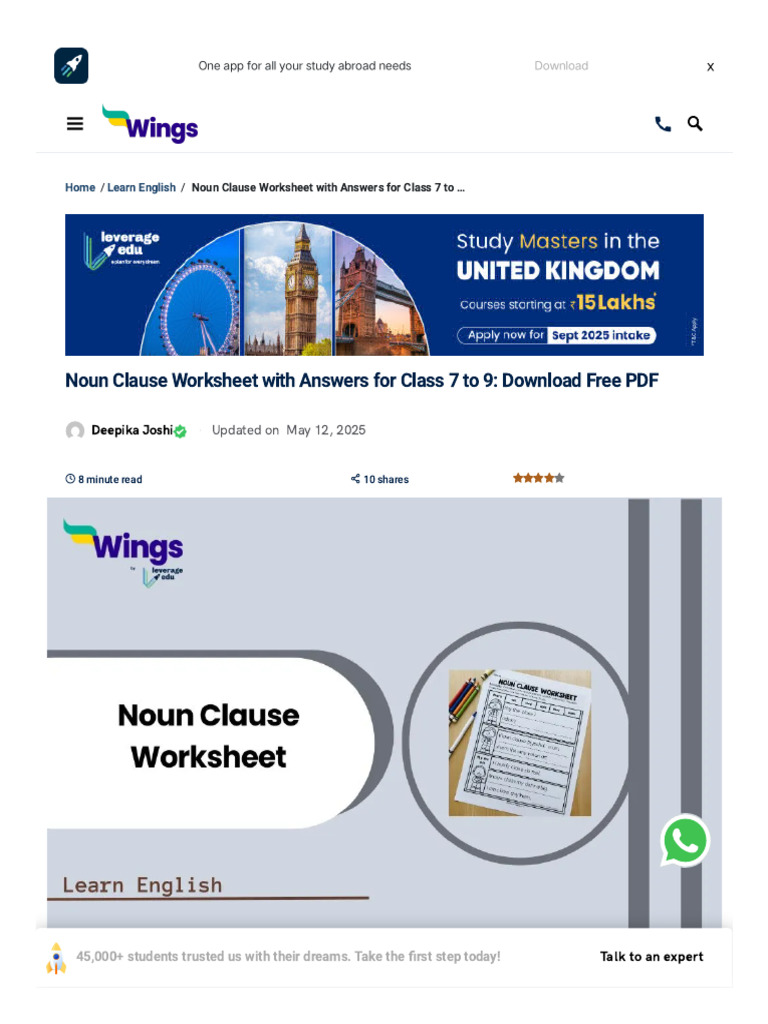 Noun Clause Worksheet for Students | PDF | Clause | Sentence (Linguistics)