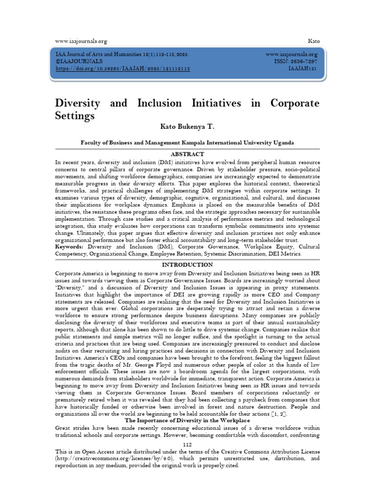 Corporate Diversity and Inclusion Strategies | PDF | Diversity ...