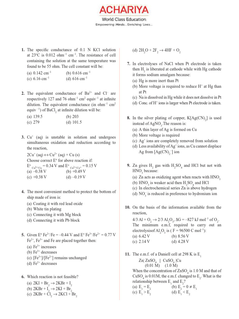 Electrochemisty WS P2 | PDF | Electrochemistry | Electricity