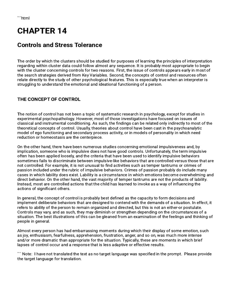 Control and Stress Image | PDF | Psychological Resilience | Thought