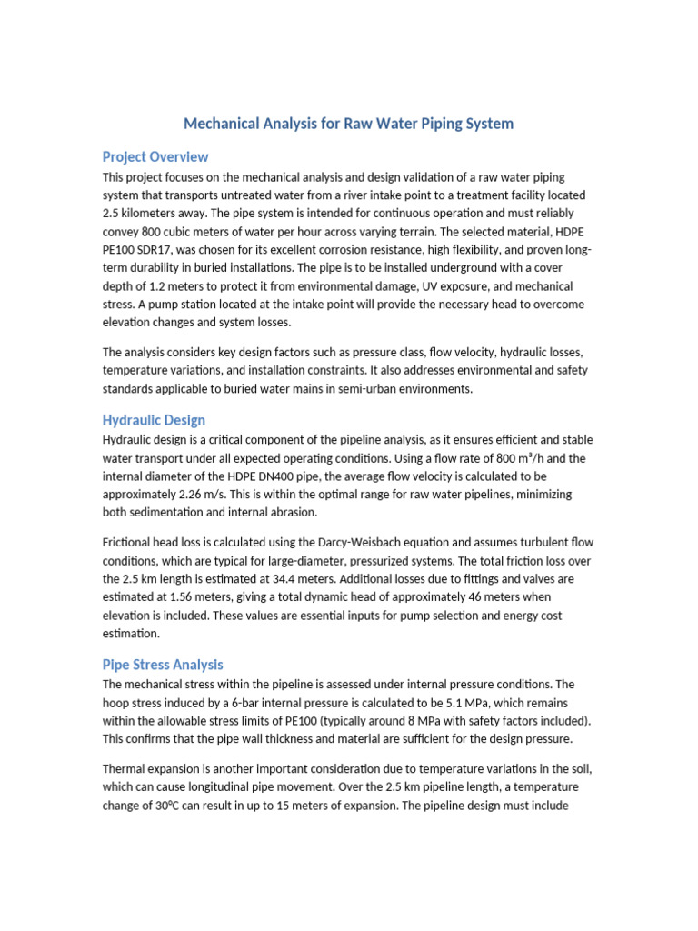 Raw Water Piping System Analysis | PDF | Pump | Fluid Dynamics