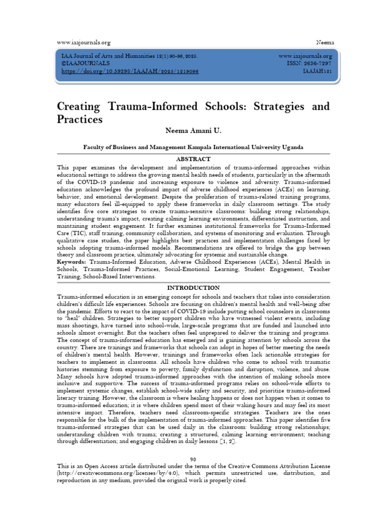 Trauma-Informed Strategies for Educators | PDF | Psychological Trauma ...